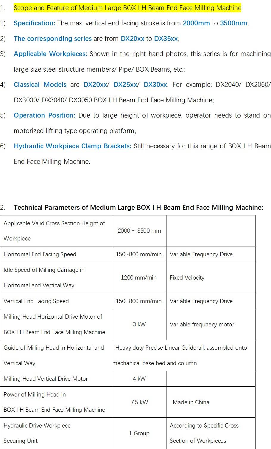 3 Large BOX I Pipe H Beam End Face Milling Machine