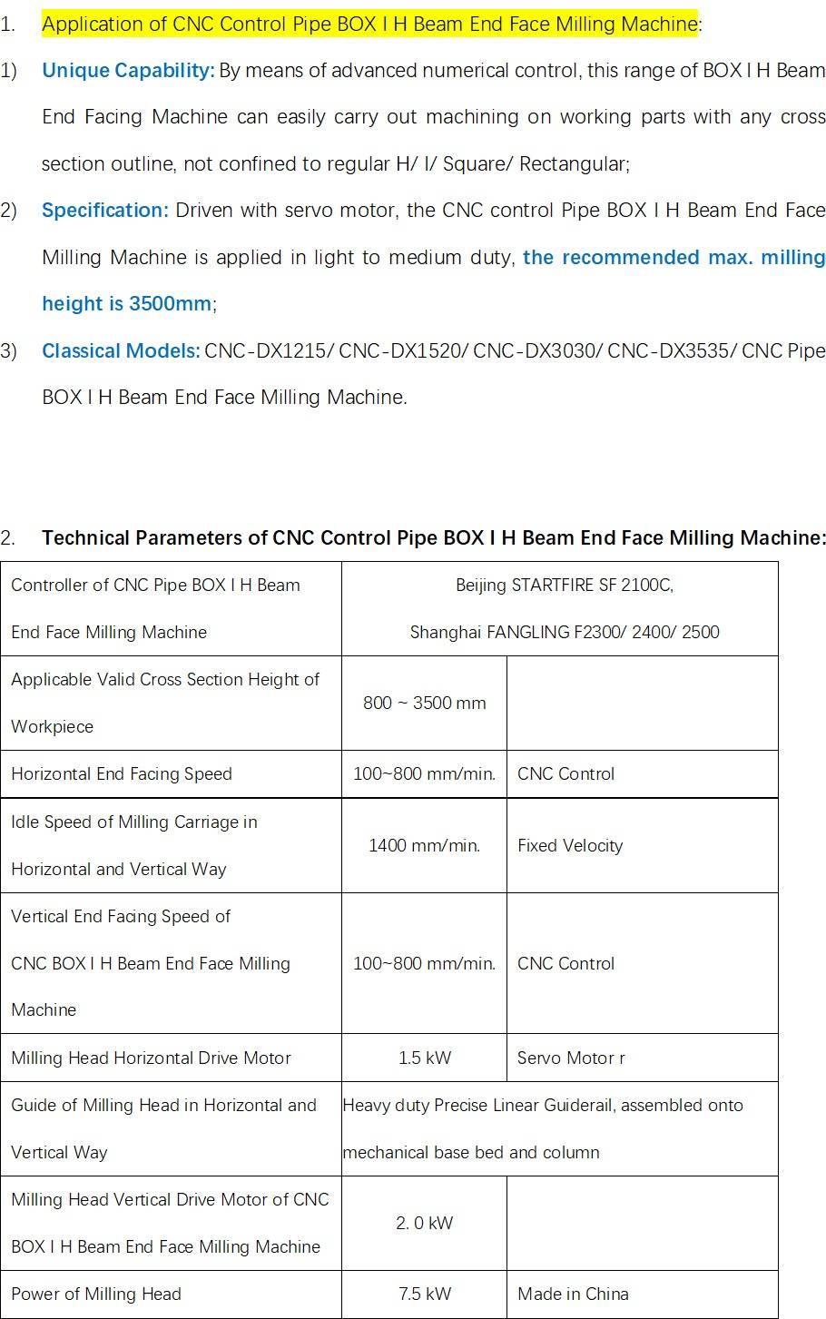 3 CNC Steel Structure H Beam End Face Milling Machine