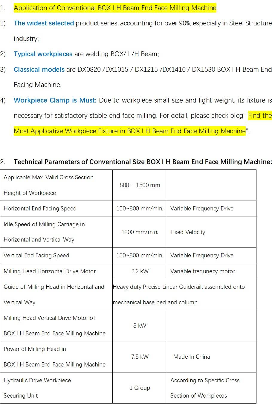 3 Steel Structure BOX I H Beam End Face Milling Machine